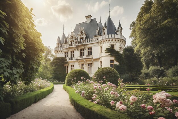 Vue sur l'imposant château avec paysage naturel