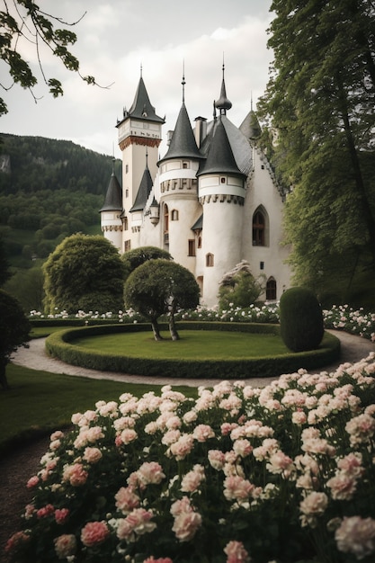 Photo gratuite vue sur l'imposant château avec paysage naturel