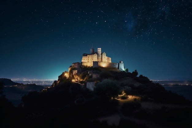 Vue sur l'imposant château avec paysage naturel