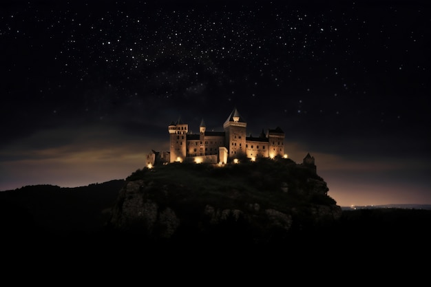 Photo gratuite vue sur l'imposant château avec paysage naturel