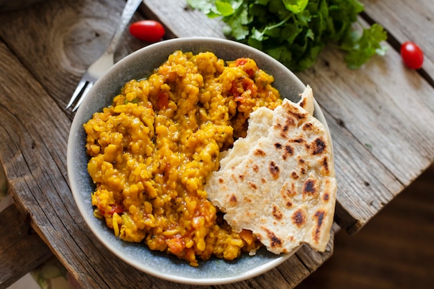 Vue indienne, nourriture indienne, à, pita