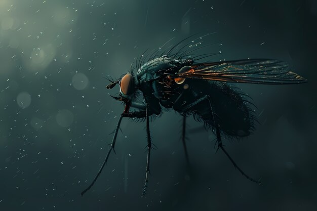 Vue d'un insecte mouche avec des ailes