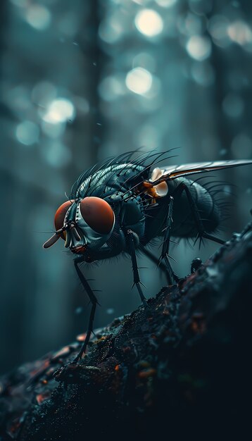 Vue d'un insecte mouche avec des ailes