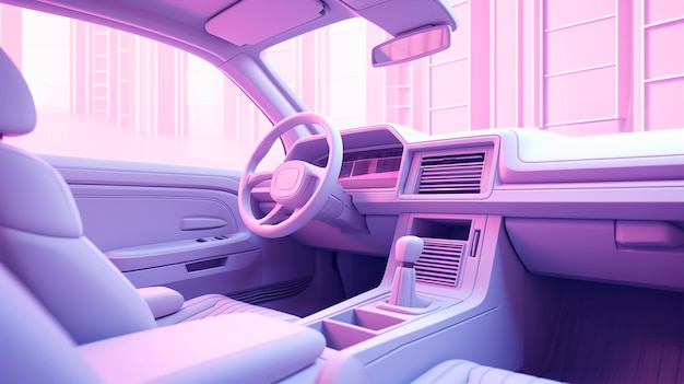 Vue de l'intérieur de la voiture en 3D