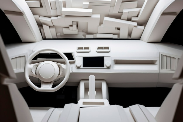 Vue de l'intérieur de la voiture en 3D