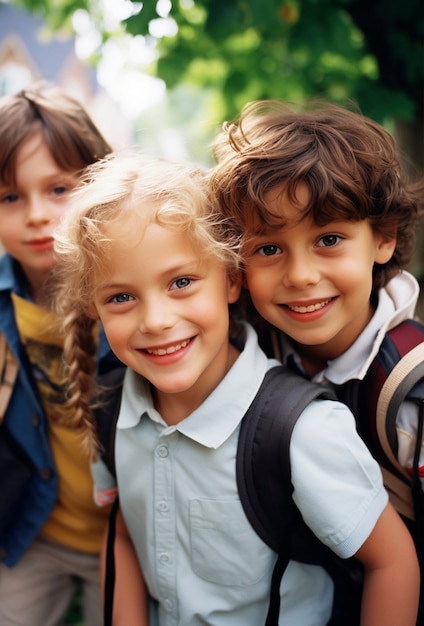 Vue des jeunes élèves qui fréquentent l'école