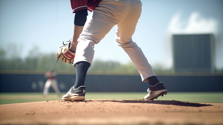 Photo gratuit vue d'un joueur de baseball sur le terrain