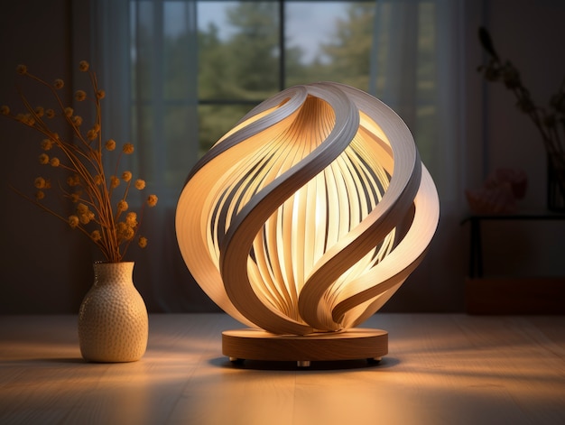 Vue d'une lampe lumineuse au design futuriste