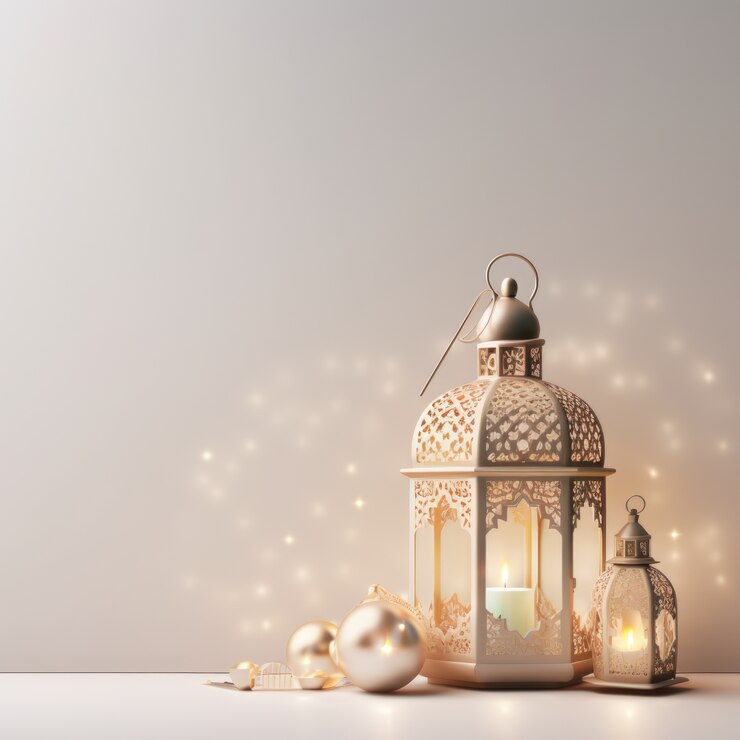 Photo gratuit vue de la lanterne islamique en 3d