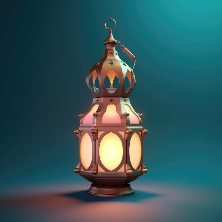 Photo gratuit vue de la lanterne islamique en 3d