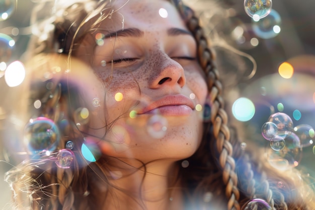 Vue latérale belle femme avec des tresses