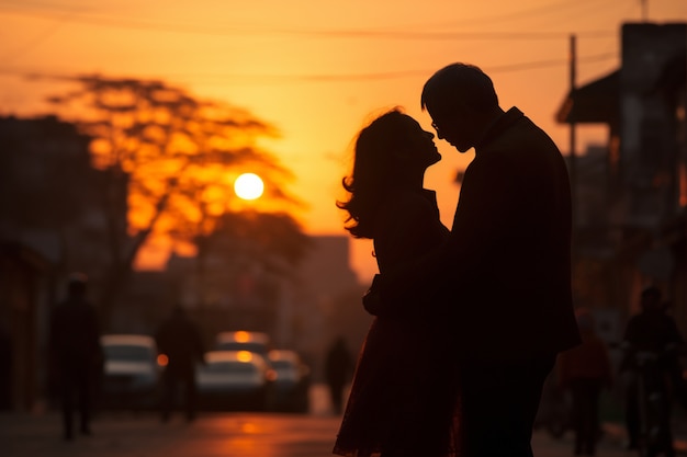 Photo gratuite vue latérale, couple romantique, dehors