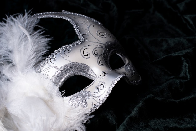 Vue latérale partielle d'un masque de carnaval