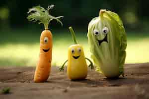 Photo gratuite vue des légumes drôles