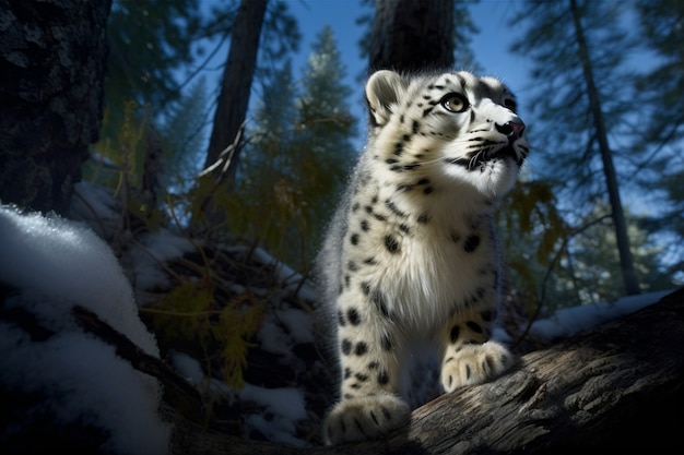 Vue sur le léopard des neiges sauvage dans la nature