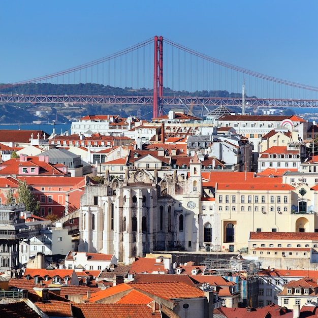 Photo gratuite vue de lisbonne et du fleuve tage, portugal