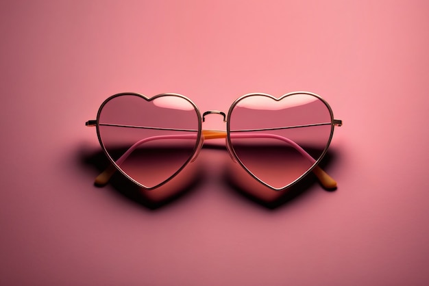 Vue des lunettes de soleil en forme de cœur
