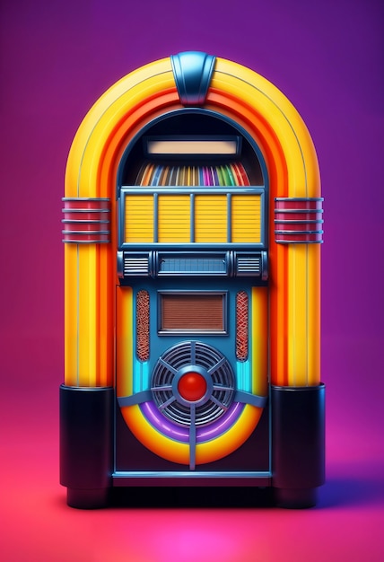 Vue de la machine de musique de jukebox rétro