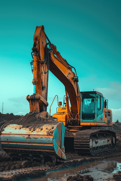 Vue des machines lourdes utilisées dans l'industrie de la construction