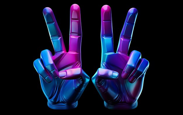 Vue de mains 3D montrant un geste de paix