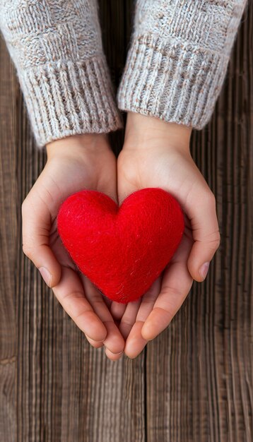 Vue de mains en forme de cœur pour représenter l'affection