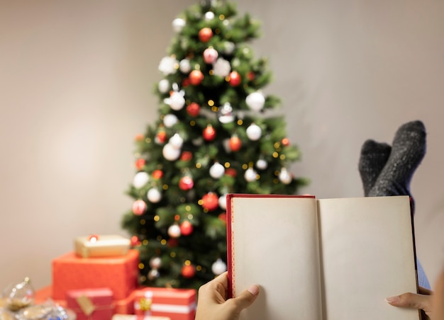 Photo gratuite vue de la maison décorée pour noël