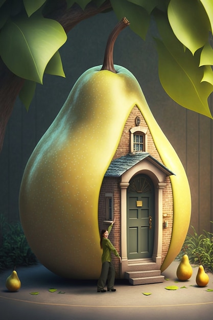 Photo gratuite vue de maison faite à partir d'un fruit de poire