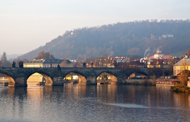 Vue matinale du pont Charles