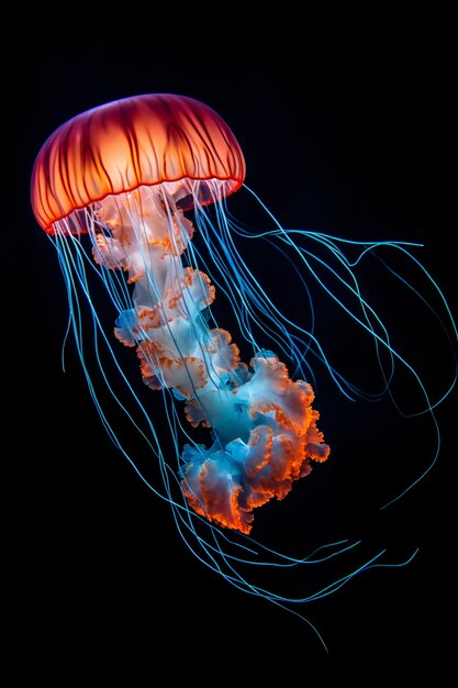 Vue de méduses majestueuses dans l'océan