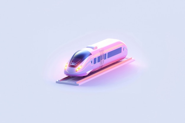 Vue d'un modèle de train 3D avec un fond coloré simple