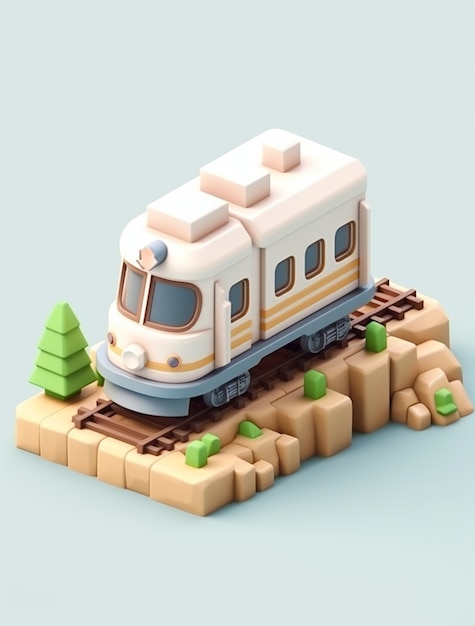 Photo gratuite vue d'un modèle de train en forme de jouet en 3d