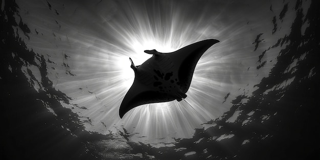 Photo gratuite vue monochrome d'un animal sous-marin appelé manta ray