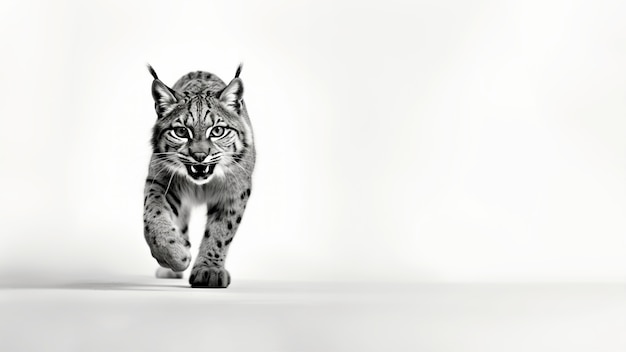 Vue monochrome du lynx roux sauvage