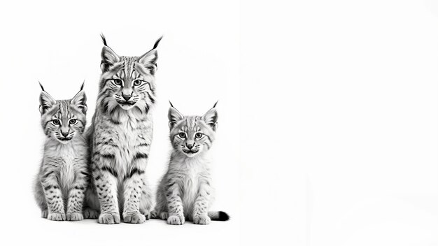 Vue monochrome du lynx roux sauvage