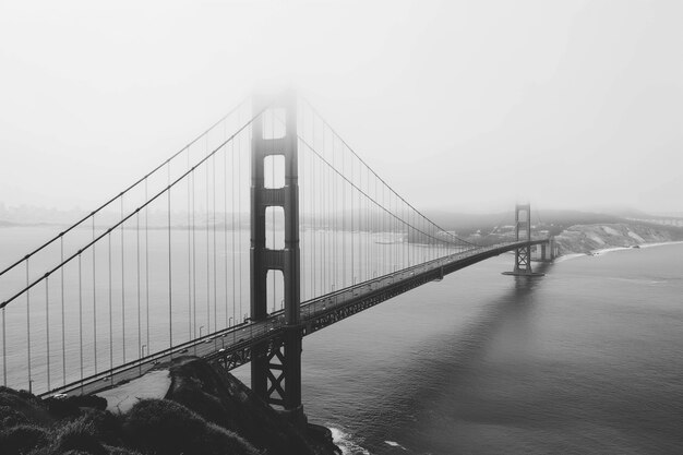 Vue monochrome du pont de la porte d'or pour la journée du patrimoine mondial