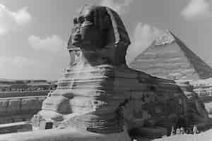 Photo gratuite vue monochrome du sphinx pour la journée du patrimoine mondial