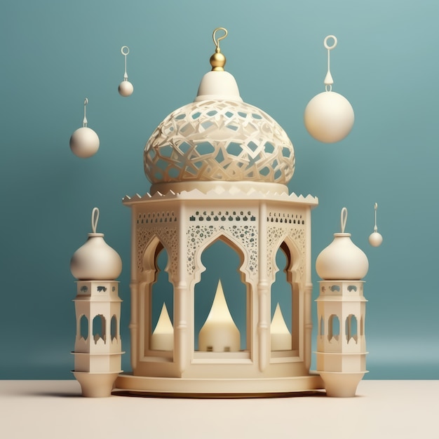 Photo gratuite vue de la mosquée islamique en 3d