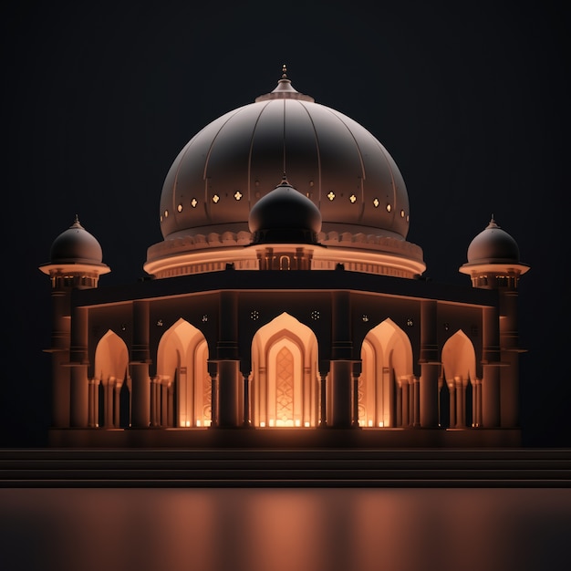 Photo gratuite vue de la mosquée islamique en 3d