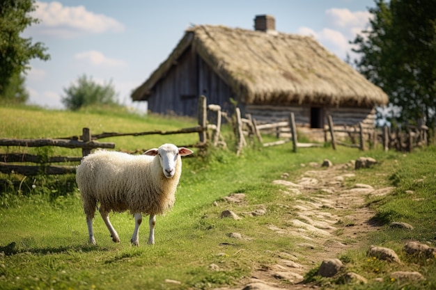 Vue des moutons en plein air dans la nature