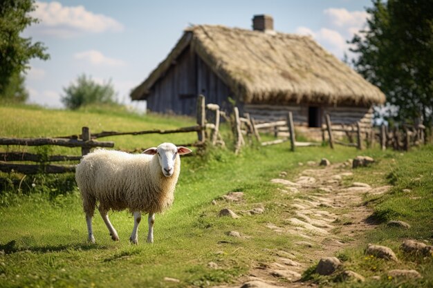 Vue des moutons en plein air dans la nature