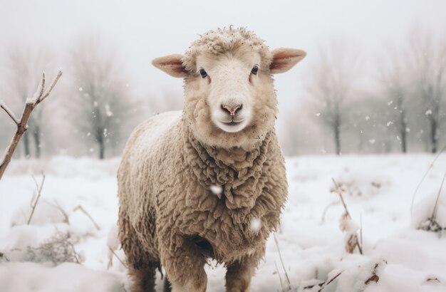 Vue des moutons en plein air dans la nature