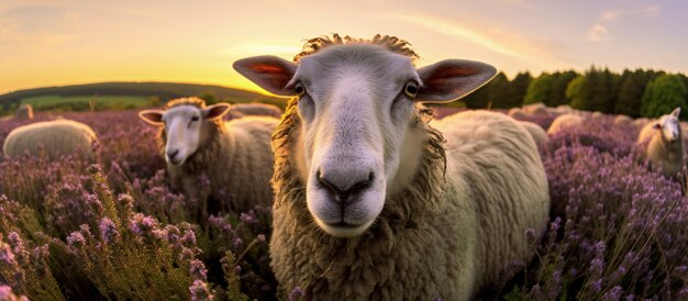 Vue des moutons en plein air dans la nature