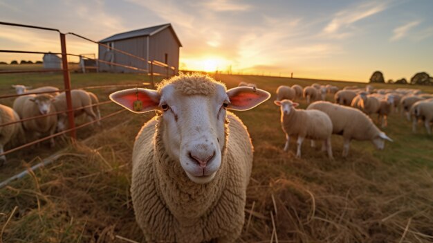 Vue des moutons en plein air dans la nature