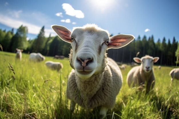 Photo gratuite vue des moutons en plein air dans la nature