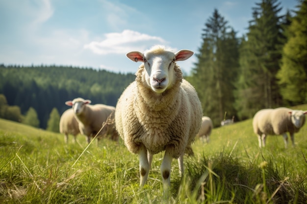 Vue des moutons en plein air dans la nature