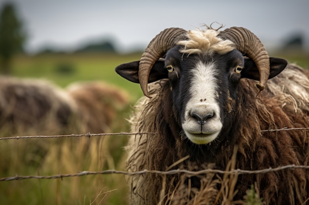 Photo gratuite vue de moutons qui paissent en plein air dans la nature