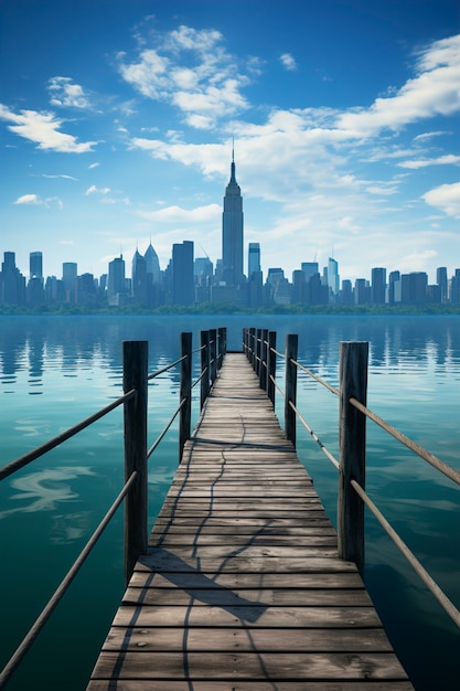 Photo gratuite vue de new york avec l'empire state building