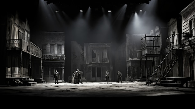 Photo gratuite vue en noir et blanc du théâtre