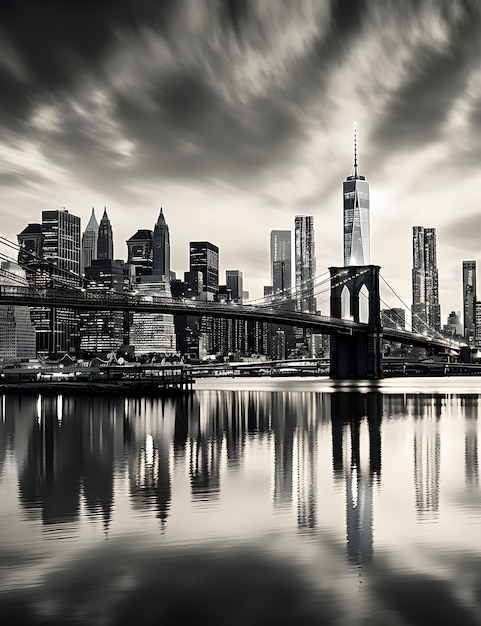 Photo gratuite vue en noir et blanc de la ville de new york