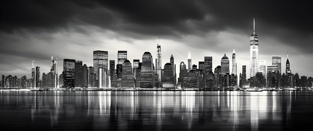 Photo gratuite vue en noir et blanc de la ville de new york